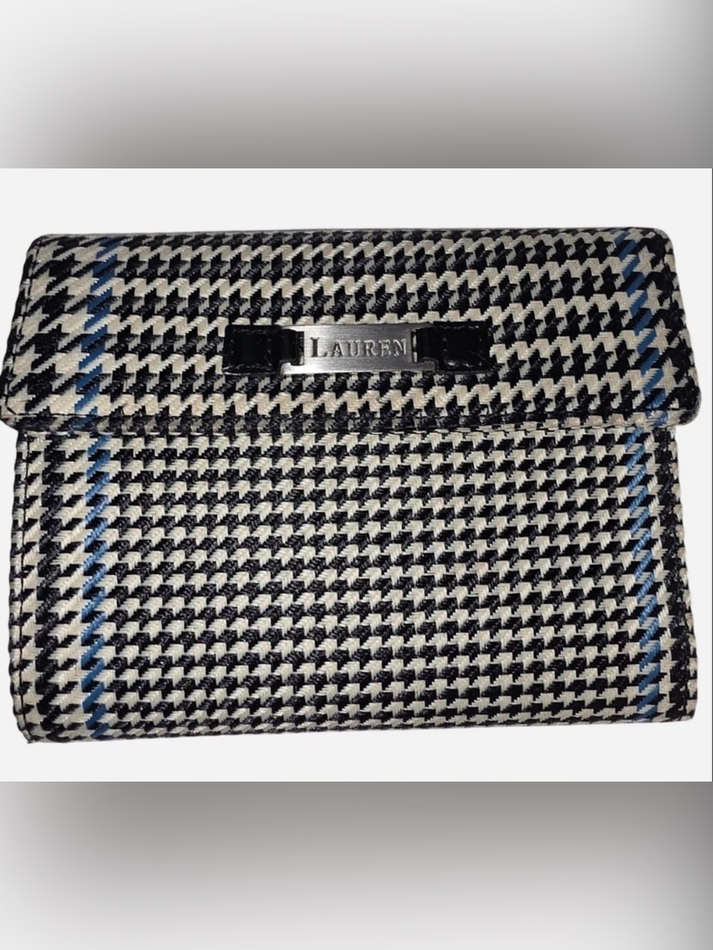 Ralph Lauren (Lauren) Black, White & Blue Houndstooth Wallet